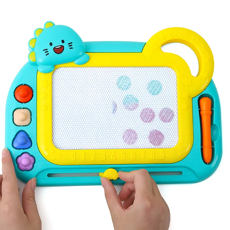 Magic Slate Board erasable Magnetic Drawing, Writing Dino Design with Handle, and Includes Pen & Four Stamps Size 30.7 x 23 cm (TK743)